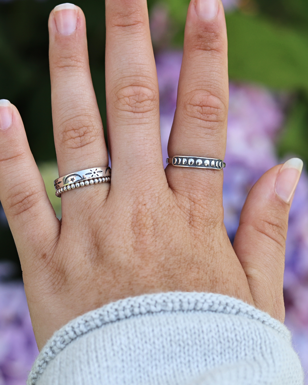 Moon Phases Sterling Silver Ring