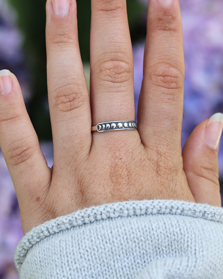 Moon Phases Sterling Silver Ring