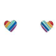 Sterling Silver Rainbow Heart Earrings