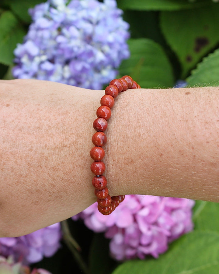 Red Jasper 6mm Beaded Gemstone Bracelet