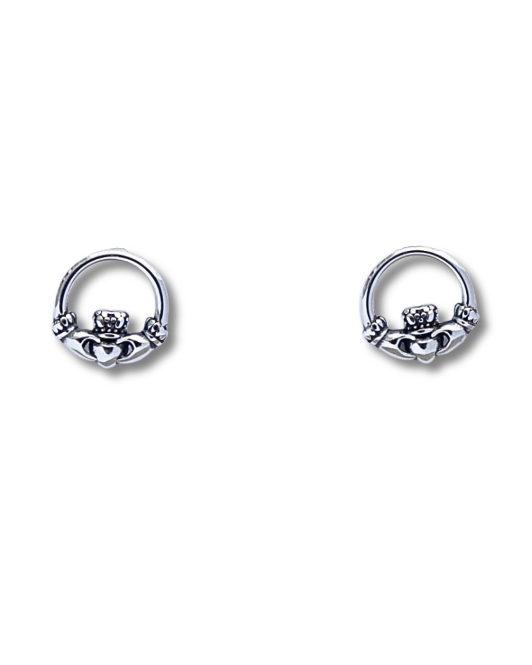 Silver Claddagh Wreath Stud Earrings 