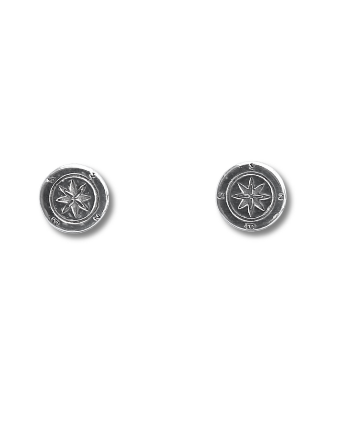 Silver Compass Stud Earrings 