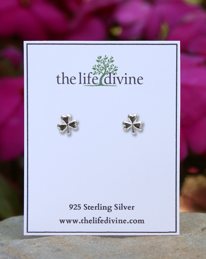 Carded Sterling Silver Shamrock Earrings