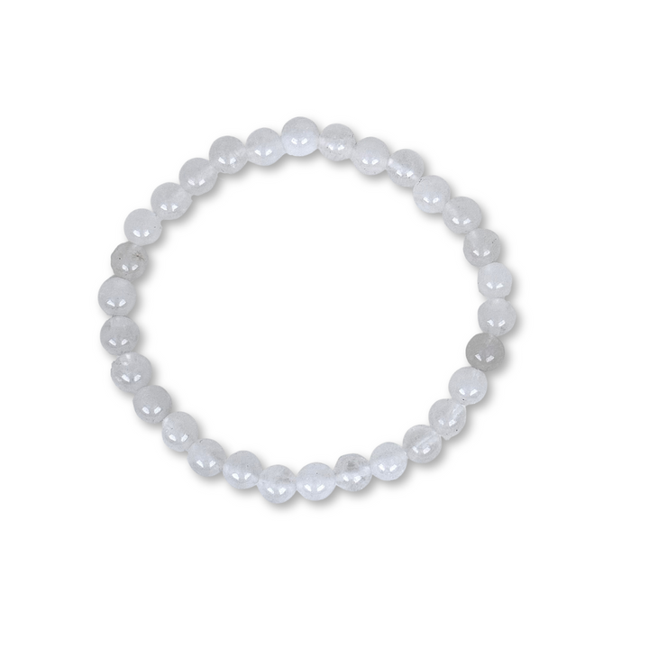 Snow Quartz 6mm Beaded Gemstone Bracelet 