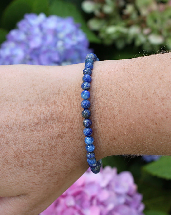 Children's Sodalite 4mm Gemstone Bracelet on a wrist