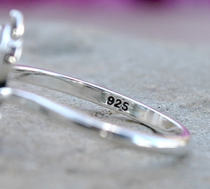 Sterling Silver Cat Ring with a Black Agate Stone and 925 stam