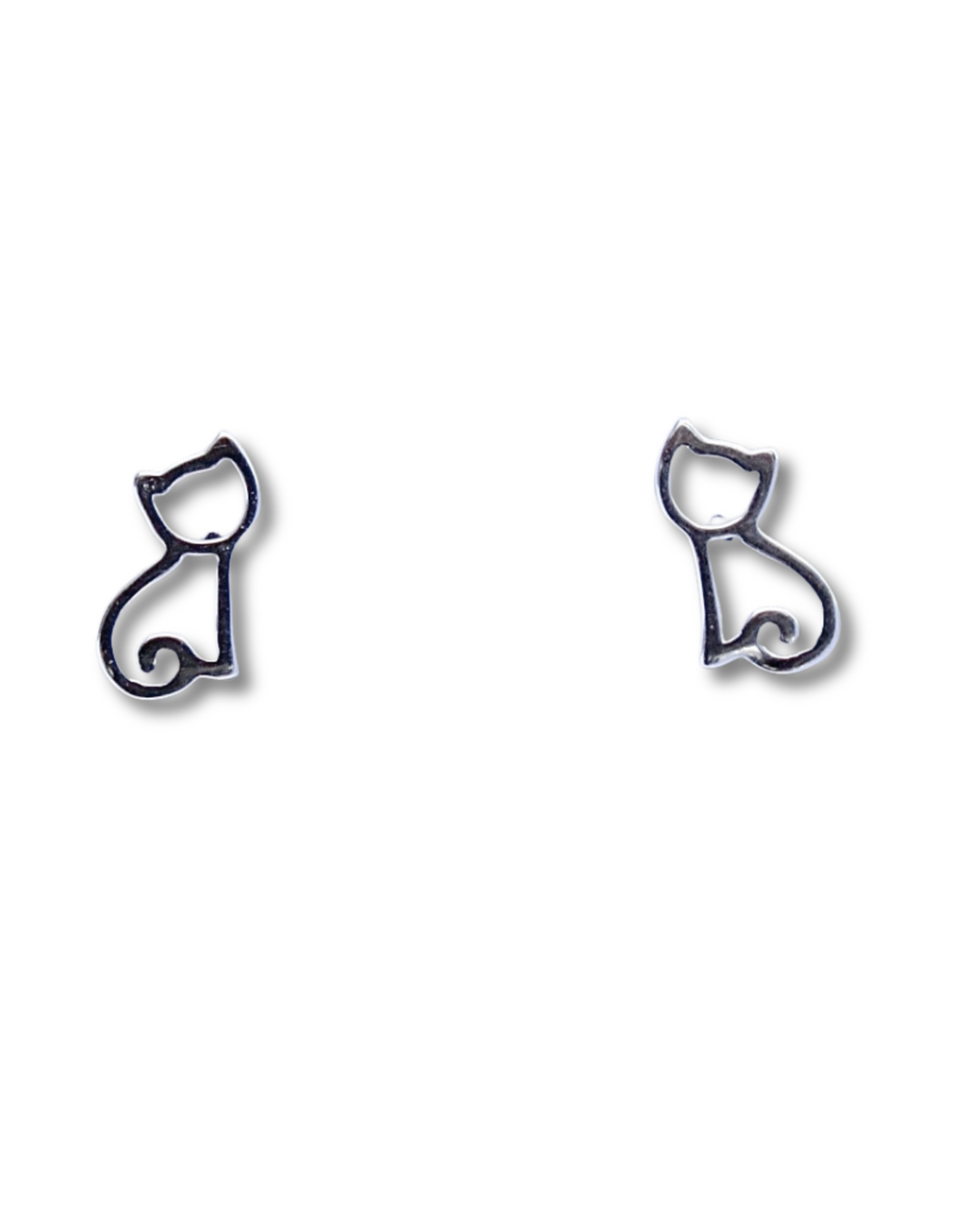 Sterling Silver Cat Stud Earring 