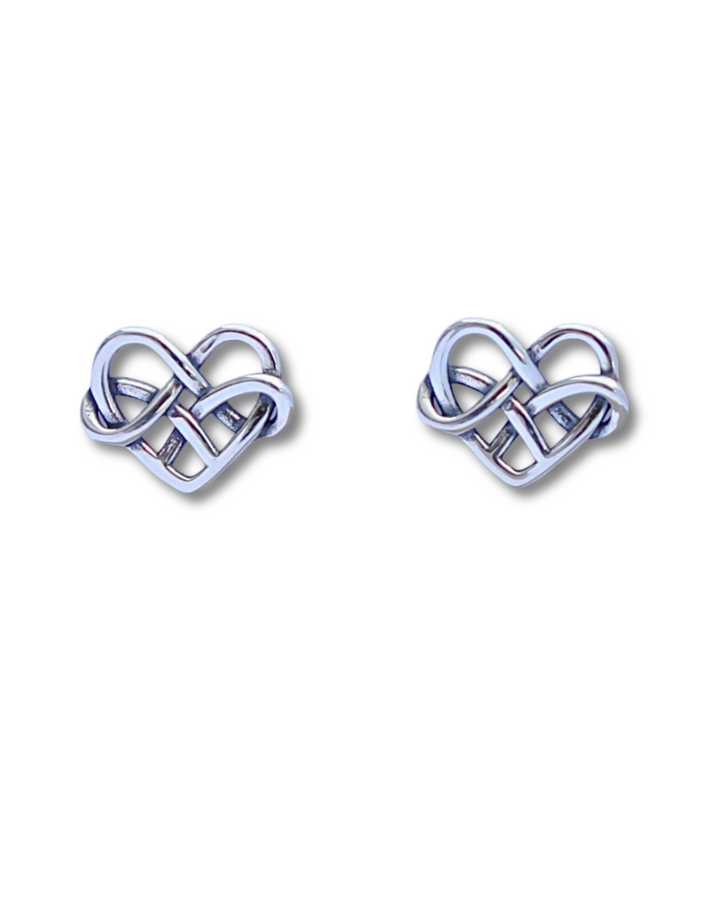 Sterling Silver Celtic Heart Knot Stud Earrings