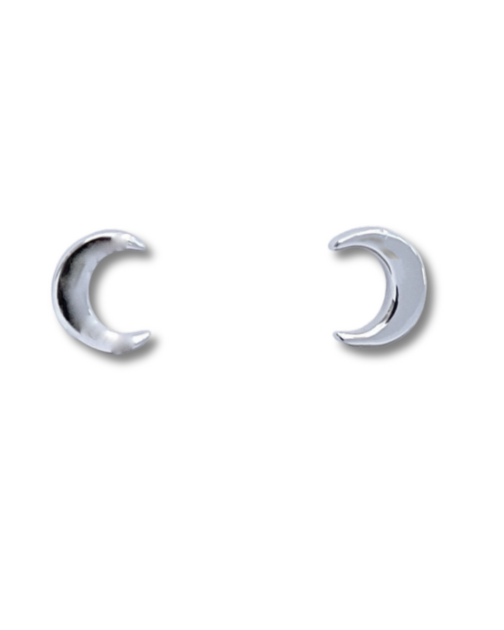 Sterling Silver Crescent Moon Stud Earrings