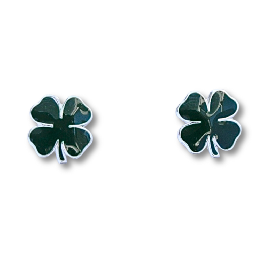 Sterling Silver Green Four Leaf Clover Earrings