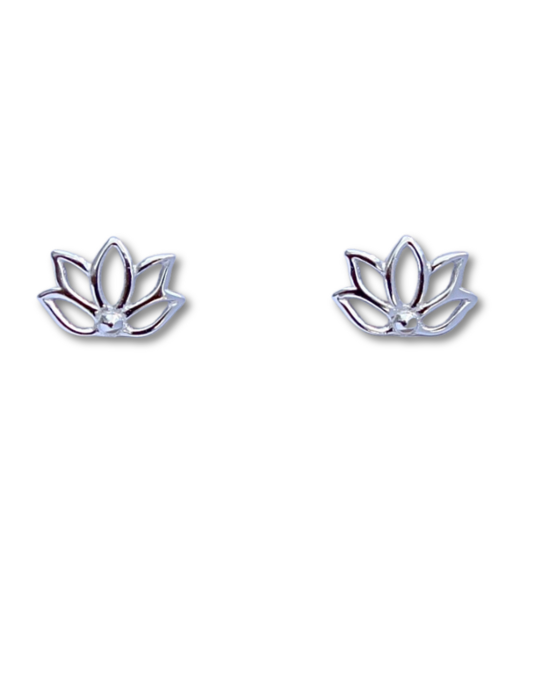 Sterling Silver Lotus Flower Stud Earrings 