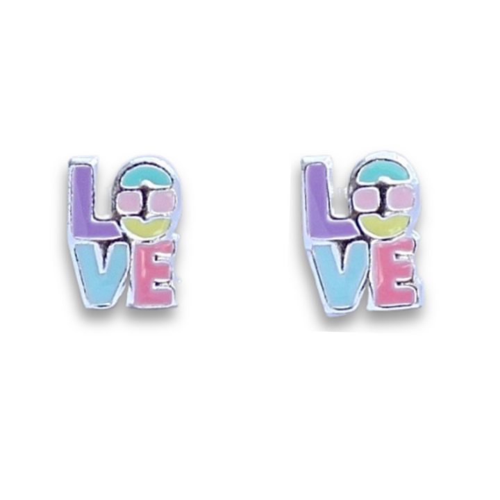 Sterling Silver Love Stud Earrings