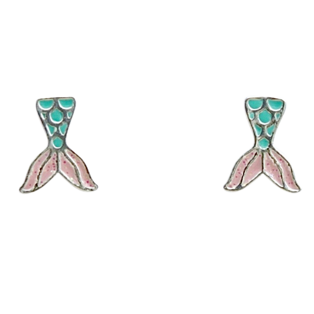 Sterling Silver Mermaid Tail Stud Earrings