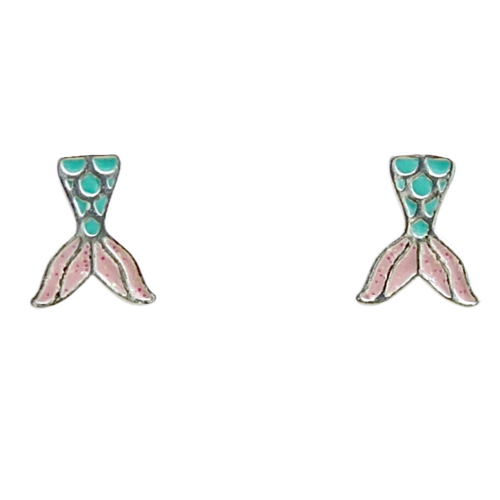 Sterling Silver Mermaid Tail Stud Earrings