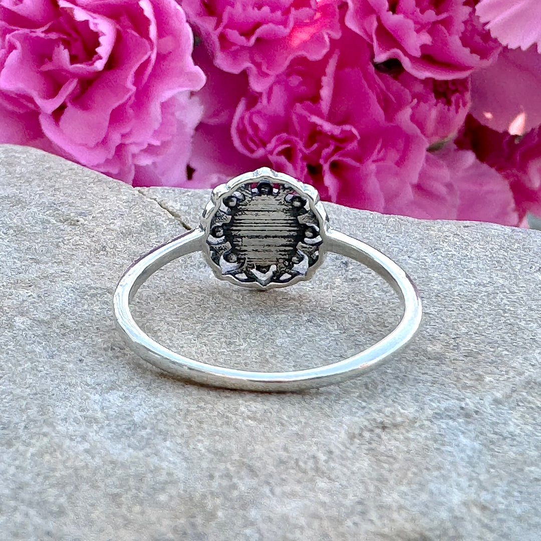 Sterling Silver Turquoise Lotus Flower Ring  back view