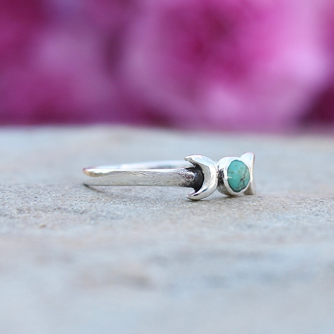 Sterling Silver Turquoise Moon Ring side view