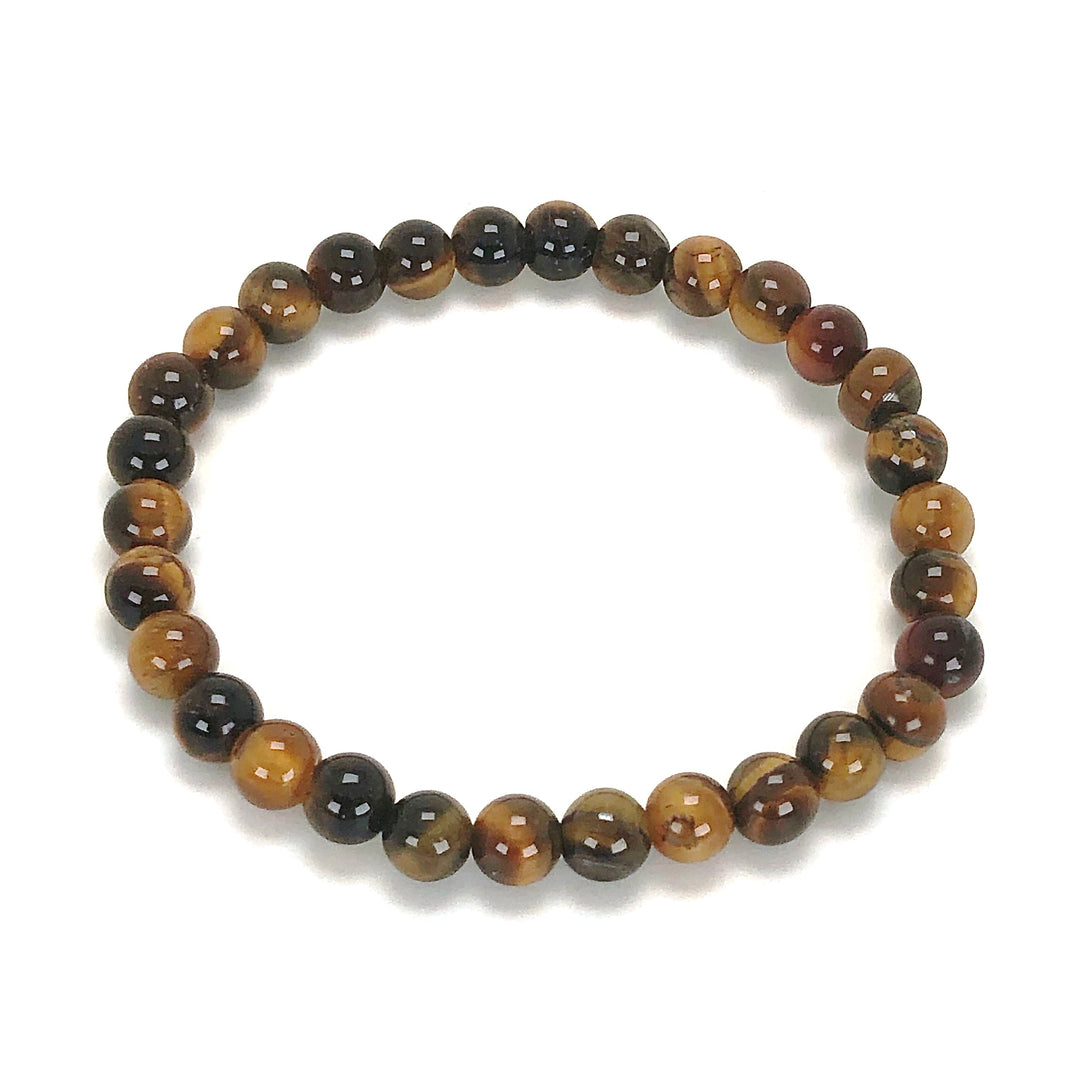 Tiger Eye 6mm Beaded Gemstone Bracelet 