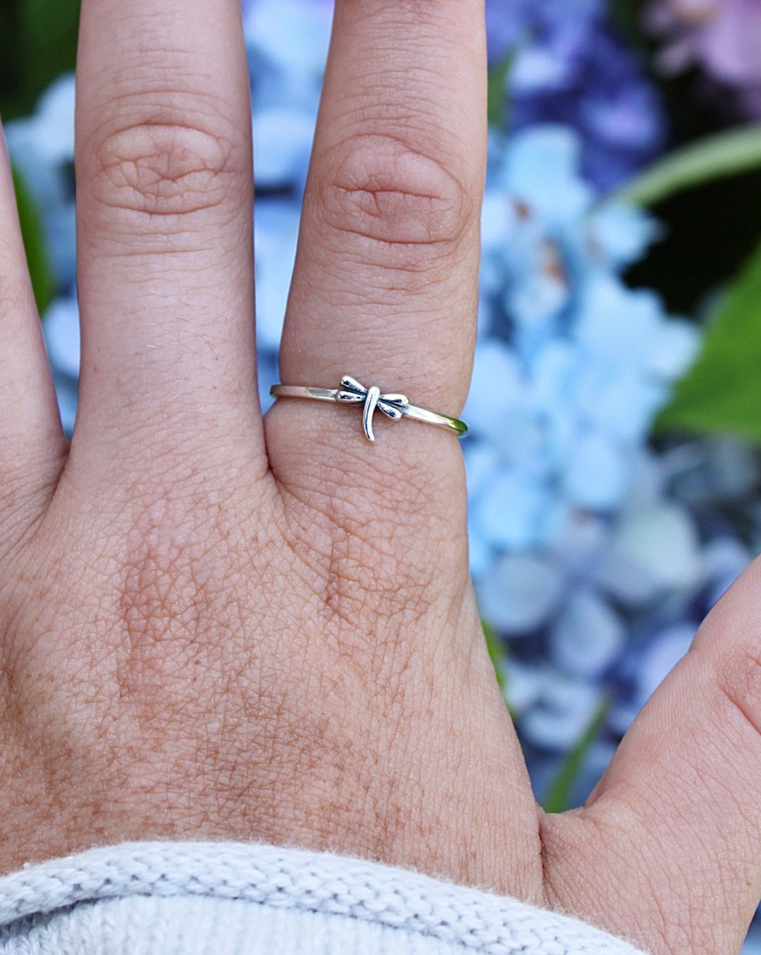 Tiny Dragonfly Sterling Silver Ring