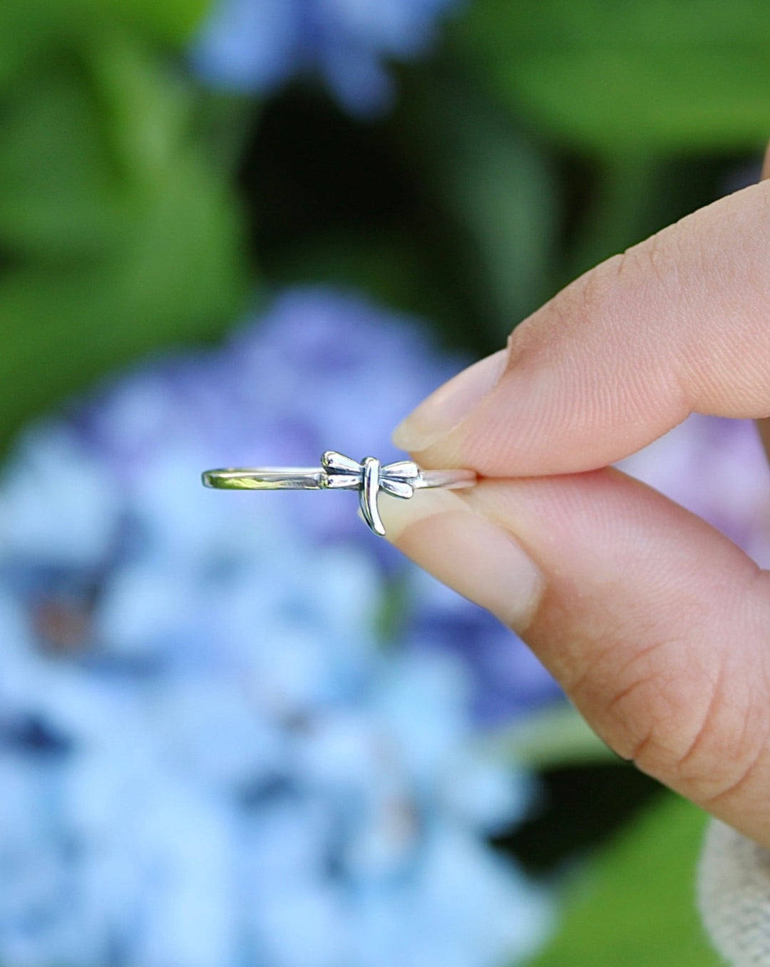 Tiny Dragonfly Sterling Silver Ring