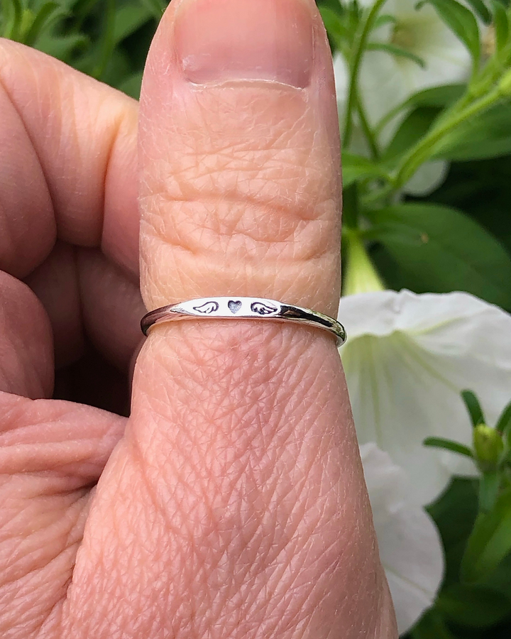 Sterling Silver Tiny Heart With Wings Ring