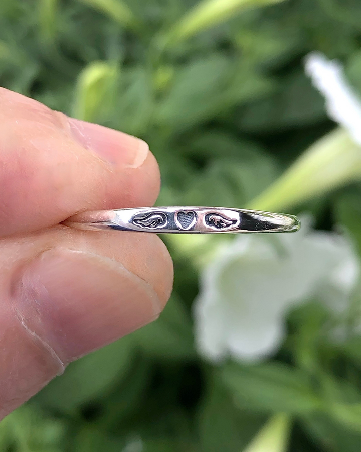 Sterling Silver Tiny Heart With Wings Ring