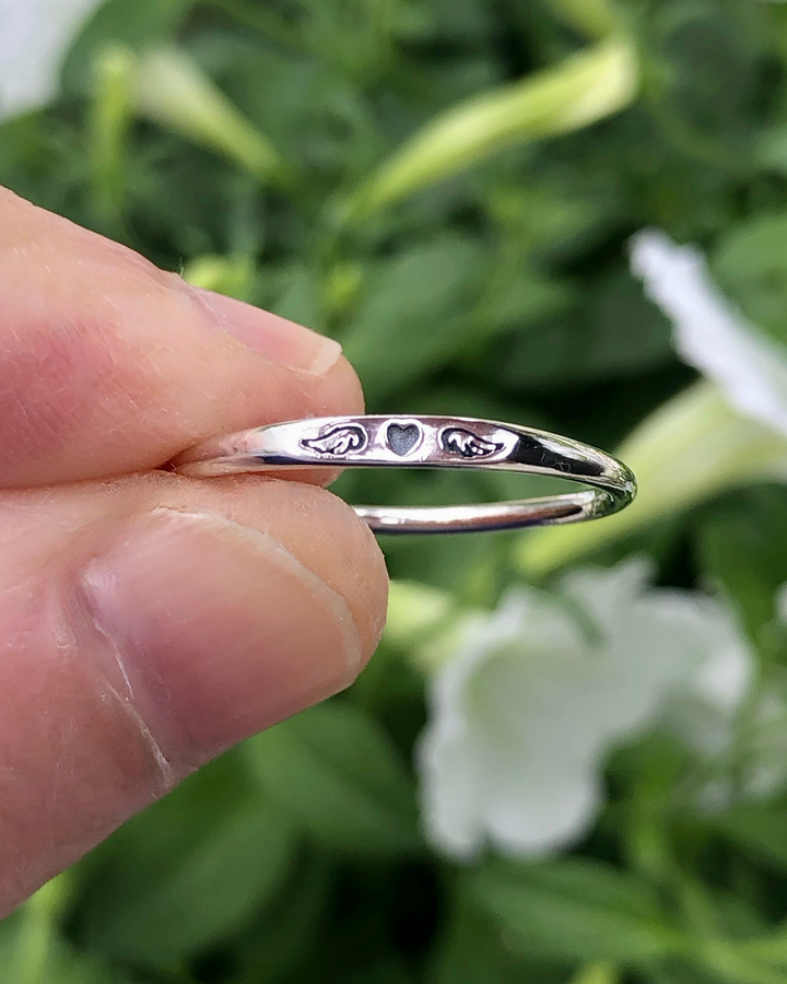 Sterling Silver Tiny Heart With Wings Ring