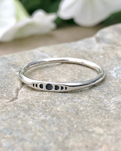 Sterling Silver Tiny Moon Phases Ring