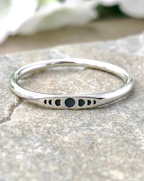 Sterling Silver Tiny Moon Phases Ring