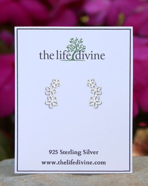 Carded Sterling Silver Flower Earrings