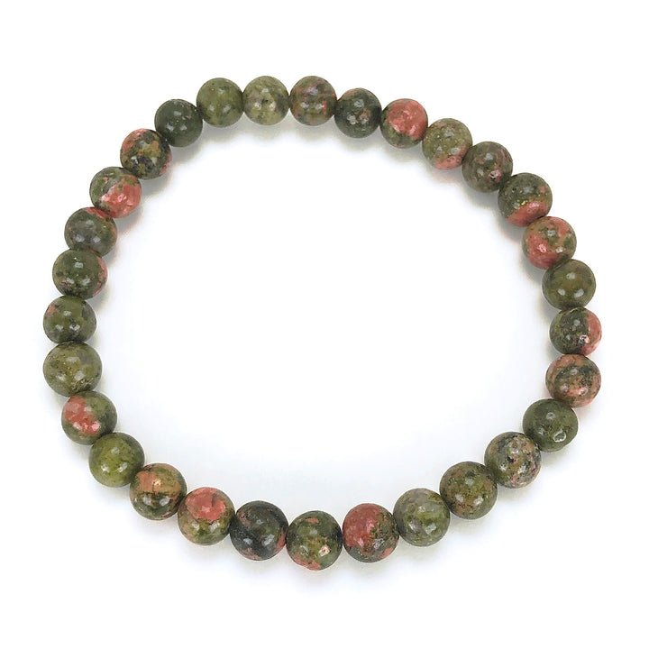 Unakite 6mm Beaded Gemstone Bracelet