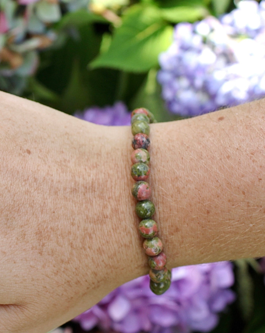 Unakite 6mm Beaded Gemstone Bracelet