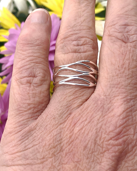 Sterling Silver Wide Layered Ring
