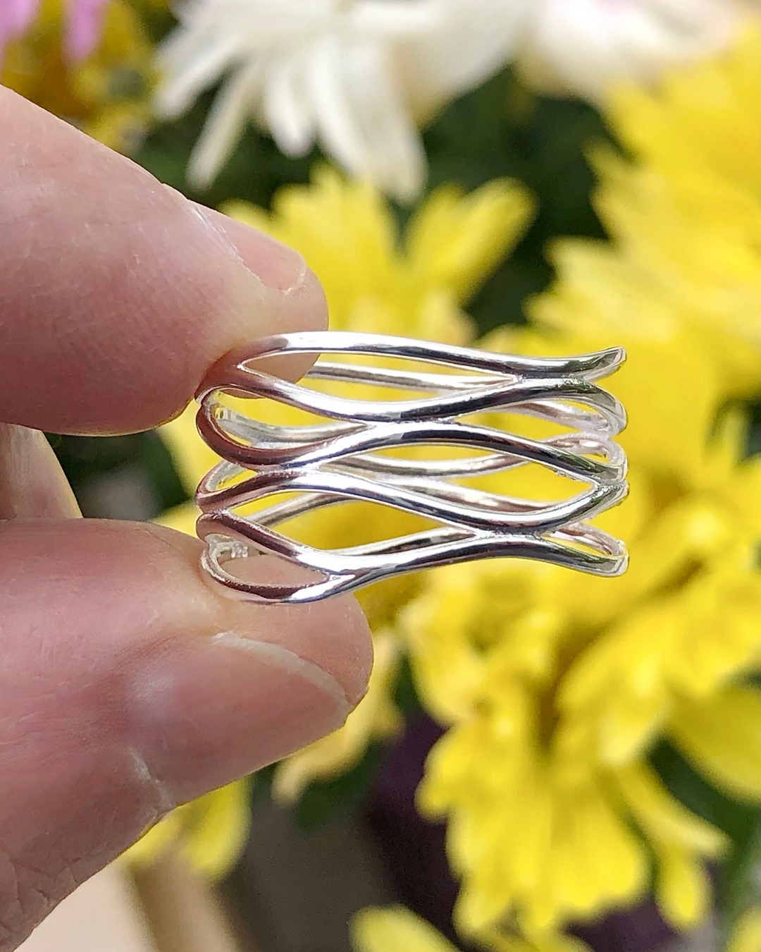 Sterling Silver Wide Layered Ring