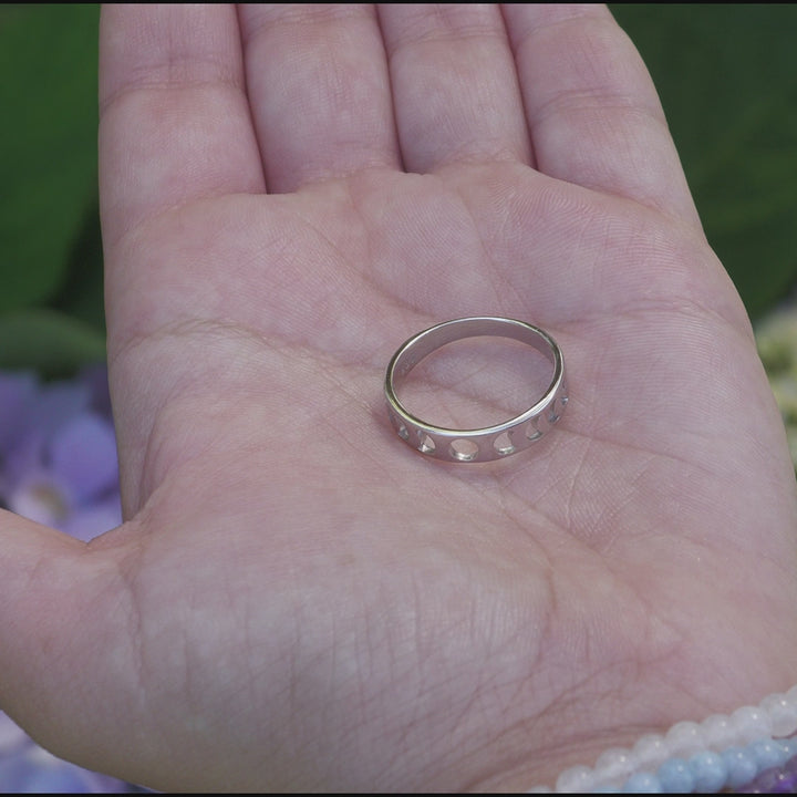 Sterling Silver Moon Phases Cut Out Ring video