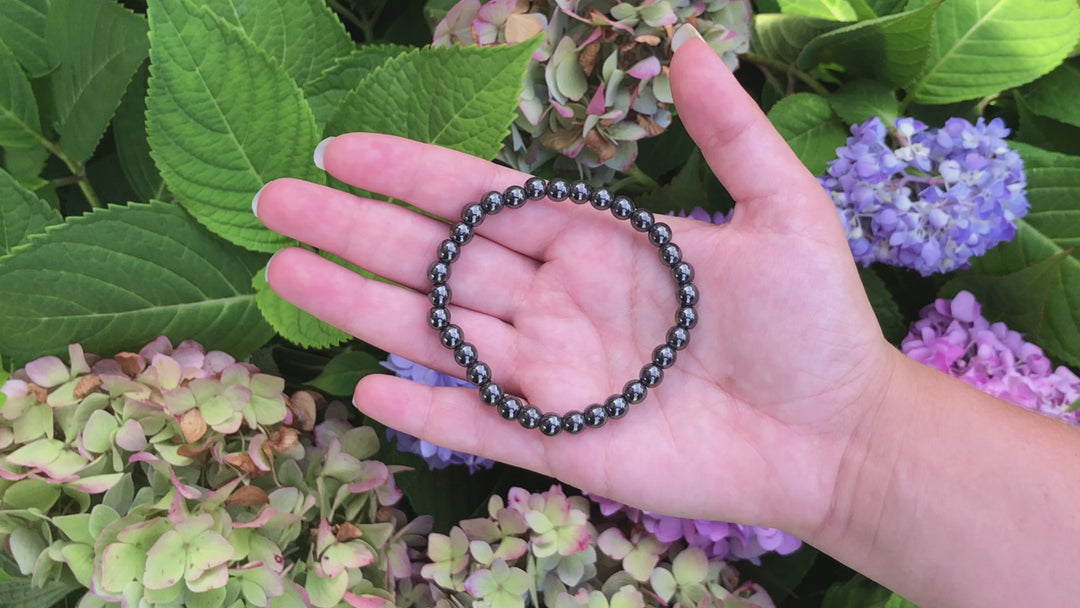 Hematite 6mm Beaded Gemstone Bracelet Video.