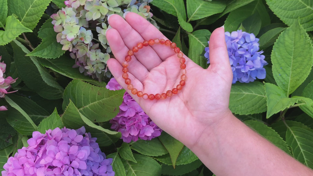 Carnelian 6mm Beaded Gemstone Bracelet Video.