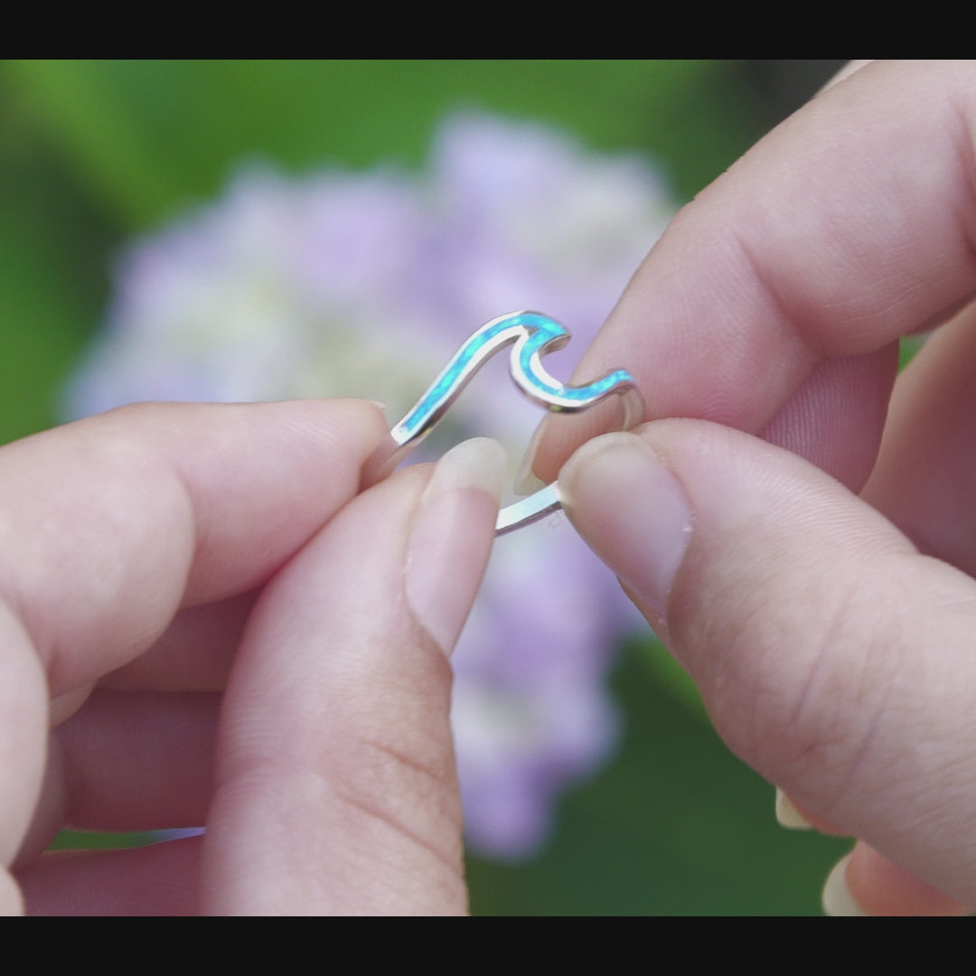 Silver Blue Opal Wave Ring video