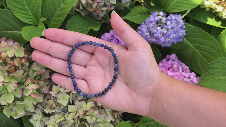 Sodalite 4mm Beaded Gemstone Bracelet Video.