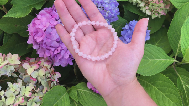 Rose Quartz 6mm Beaded Gemstone Bracelet Video.