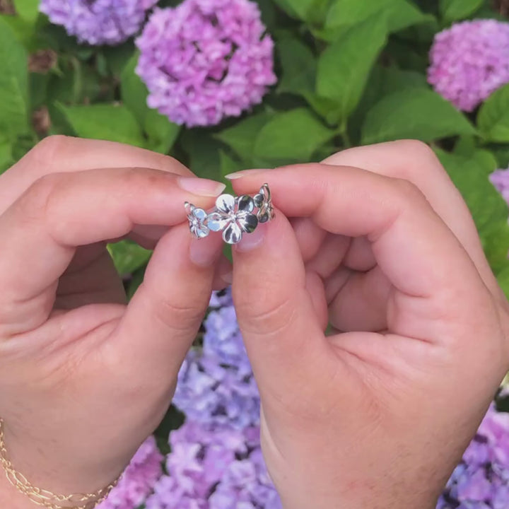 Sterling Silver Plumeria Flower Ring