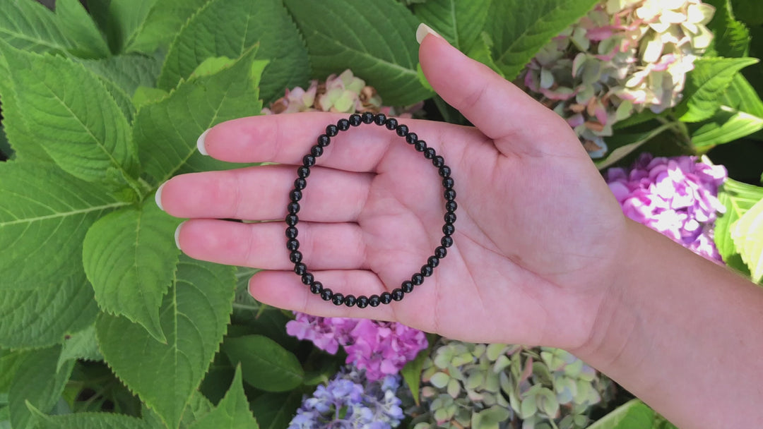 Black Tourmaline 4mm Gemstone Bracelet