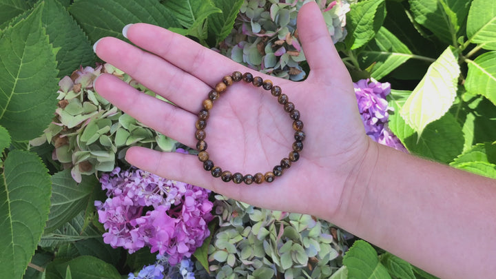 Tiger Eye 6mm Beaded Gemstone Bracelet Video.