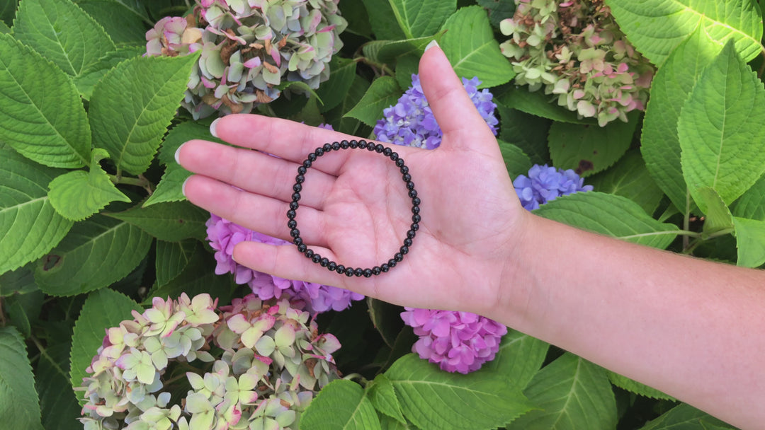 Black Agate 4mm Beaded Gemstone Bracelet Video