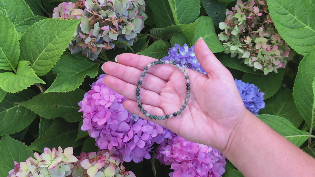 Children's Moss Agate Mini 4mm Gemstone Bracelet Video