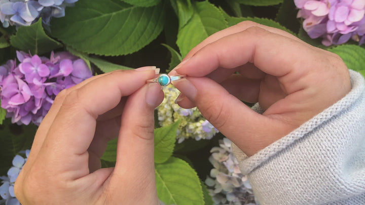 R-Sterling Silver Small Turquoise Ring video