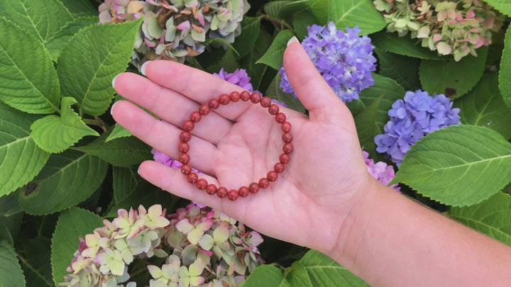 Red Jasper 6mm Beaded Gemstone Bracelet Video.