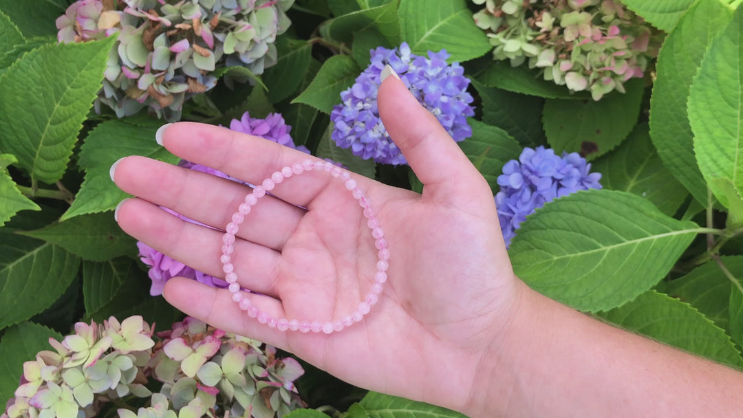 Morganite 4mm Beaded Gemstone Bracelet video