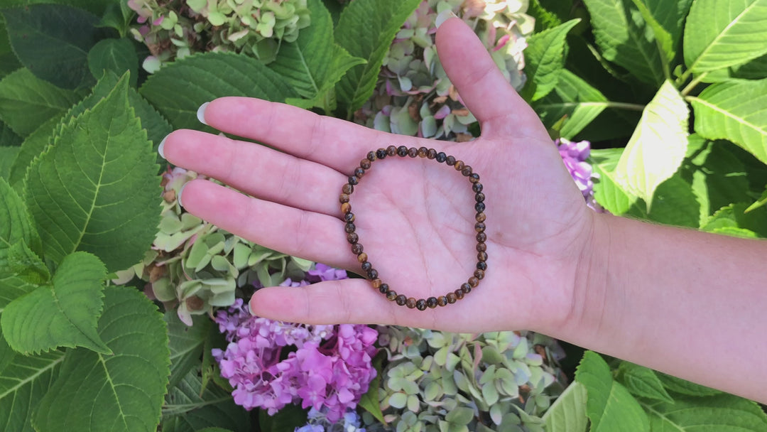 Tiger Eye 4mm Beaded Gemstone Bracelet Video