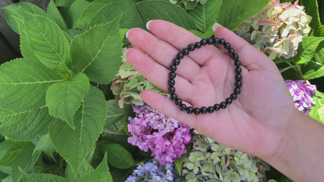 Black Tourmaline 6mm Beaded Gemstone Bracelet Video.