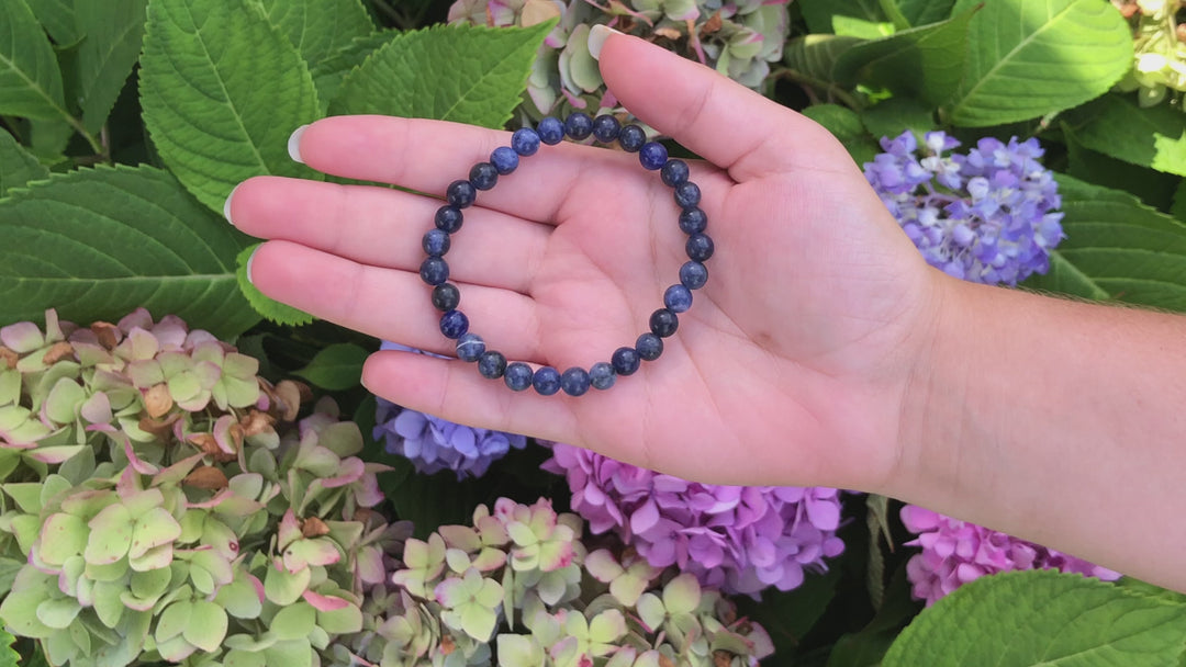 Sodalite 6mm Beaded Gemstone Bracelet Video